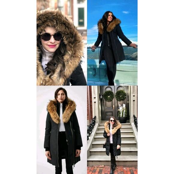 $1800 Mackage Trish Black Hooded Kay Down Parka Coat Jacket W Fur Collar Sz XXS - Picture 5 of 16